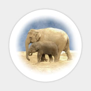 Mother and baby elephant Magnet